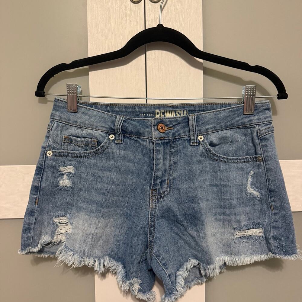 Rewash Distressed Cutoff Denim Shorts Light Wash Size 1/25